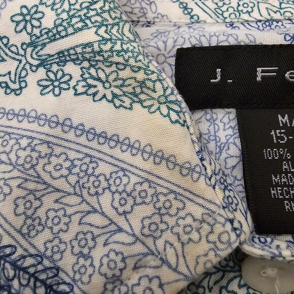 Men's J. Ferrar Floral Paisley Print Long Sleeve Button Down Dress Shirt Size M - Picture 7 of 9
